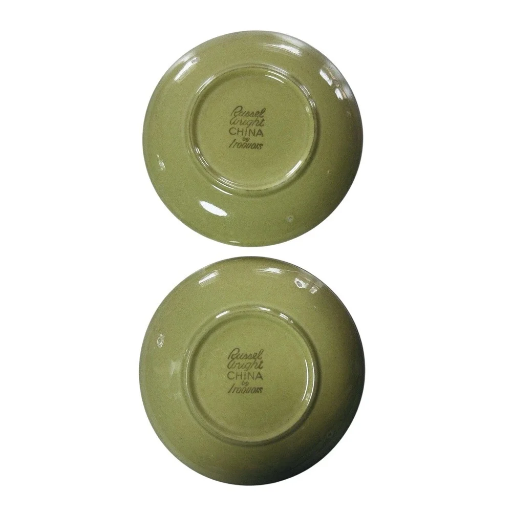 2 MCM Iroquois Casual China Line by Russel Wright Avocado‎ Green Saucer Plate
